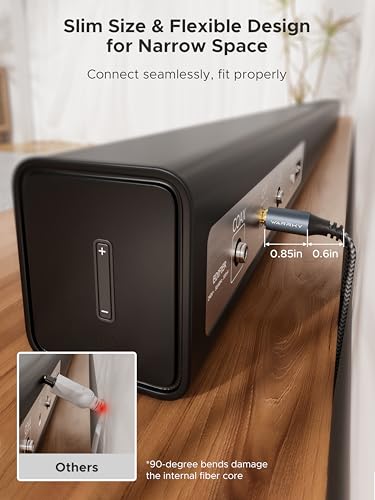 Warrky Optical Audio Cable, 20ft Optical Cable for Soundbar [Nylon Braided, Slim Metal Case, Gold-Plated Plug], Fiber Optic Audio Cord Compatible with Samsung, Vizio, LG, Bose, Sony, Sonos | Fiber Optic Toslink Cable for Soundbar and Home Theater — Japane