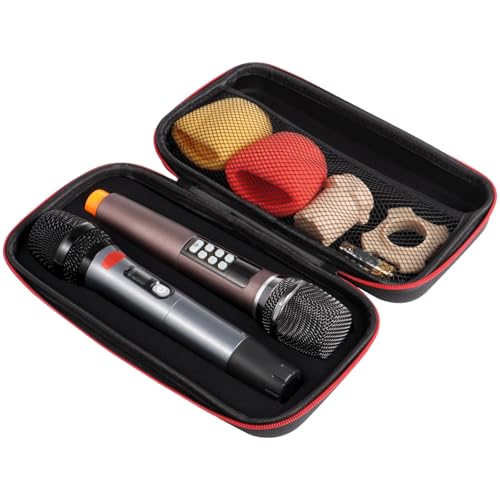 Dual Handheld Microphone Case, Hard EVA Case for Dual Mic, Microphone Carry Bag for Wireless Handheld Mic and Accessories, Portable EVA Mic Storage Bag with Handle and Double Zippers