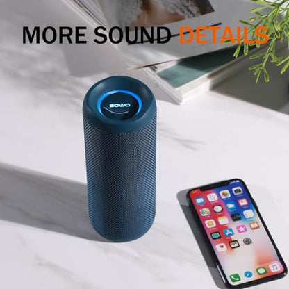 SOWO Portable Bluetooth Speaker, IPX7 Waterproof Wireless Bluetooth Speaker | Bassboom Technology, 25W Loud Stereo Sound, LED Light with TWS Pairing, 16H Playtime for Home and Outdoor -Blue - color: Blue