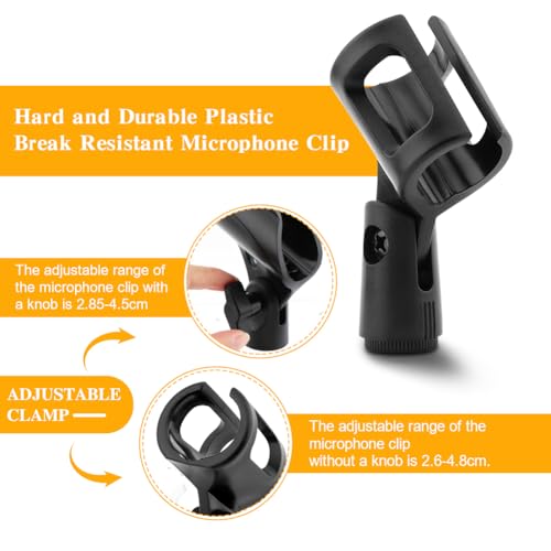 3 pcs Universal Microphone Clip Holder, Adjustable Mic Holder for Stand with 2 pcs 5/8" Male to 3/8" Female Screw Adapter for Wired Wireless Microphone Stand(black)