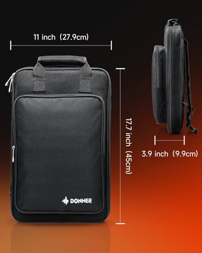 Donner Drumstick Backpack Bag, Large Capacity Padded Double Shoulder Straps for all Drum Accessories, Holds up to 12 Pairs of Drumsticks