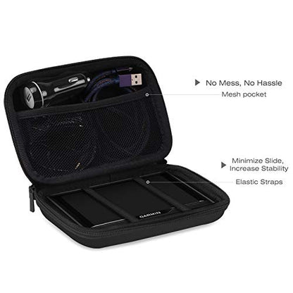 MoKo 7-Inch GPS Carrying Case for Garmin, Tomtom & Magellan, Black | Shockproof EVA Shell, Soft Velvet Lining, Elastic Strap, Mesh Pocket Storage, Zipper Closure for Travel Protection