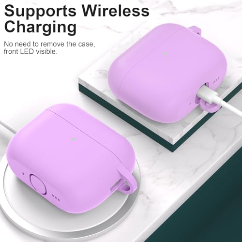 for AirPods Pro 3 Case Cover, Protective Soft Silicone with Keychain Cleaning Pen for Women Men for Apple AirPods Pro 3rd Generation Case(2025), Front LED Visible, Light Purple - color: B-Light Purple