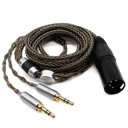 Youkamoo 4 Pin XLR Balanced 8 Core Braided Silver Plated Audio Replacement Cable Compatible with Hifiman HE4XX, HE-400i Headphones (2 x 3.5mm Version)