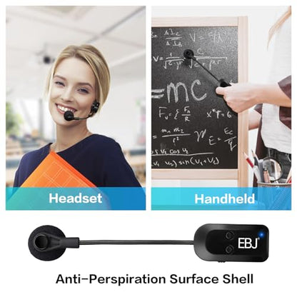 EBJ 2.4G Wireless Headset Mic and Handheld Mic 2 in 1, 30m Stable Transmission, Dual Type-c USB Charging, Compatible with Speakers, Voice Amplifier, PA System (KX-620-1)