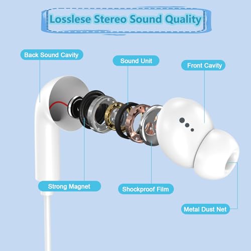 [Apple MFi Certified] Wired Headphones for iPhone 14 13 12,Earbuds with Lightning Connector Built-in Mic & Volume Control HiFi Stereo Nosie Reduction Earphones Compatible with iPhone 13/11/XR/XS/X/8/7