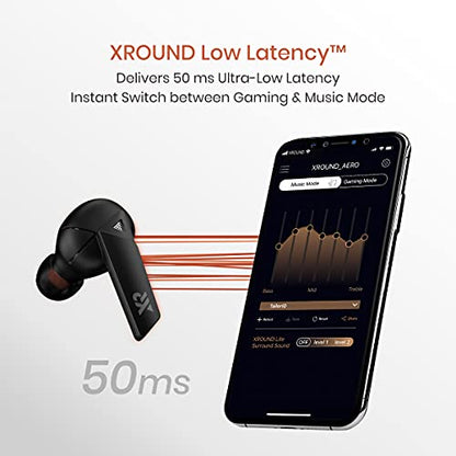 AERO True Wireless Gaming Earbuds, 50ms Ultra-Low Latency, Lite Surround Sound, Bluetooth 5.0 in-Ear Headphones, Noise Reducing Dual-Microphones, for Android and iOS