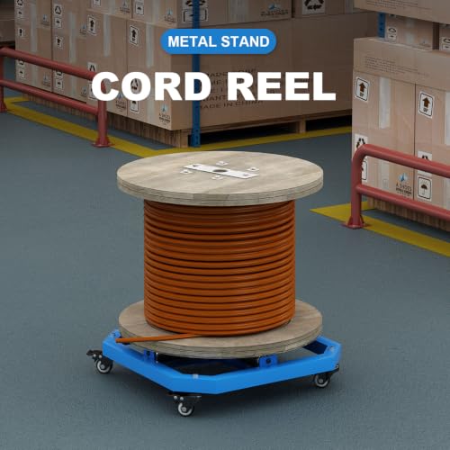 Heavy Duty Cable Reel Stand Turntable with Locking Wheels,1000 lbs Capacity | 20'' x 20'' Industrial wire spool holder, cable caddy,mobile locking wheels,smooth horizontal payout for cable handling tasks