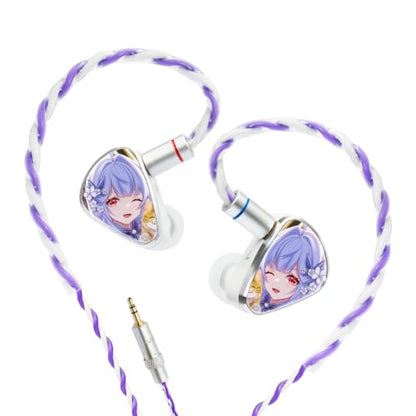 CVJ Jemine Wired IEM Earbuds for Gaming/Music, Deep Bass in Ear Monitors | Anime Ear Buds, 1DD+1BA Hybrid Driver, 3.5mm jack, Detachable 4.1ft Cable for PC/Phone/Laptop/Switch/Xbox/Ps5, No Mic - color: Jemine Character, style: no Mic