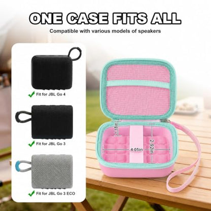 ANKHOH Hard Speaker Case for JBL Go 5/4/3 with Wrist Strap, Case Only - color: Green