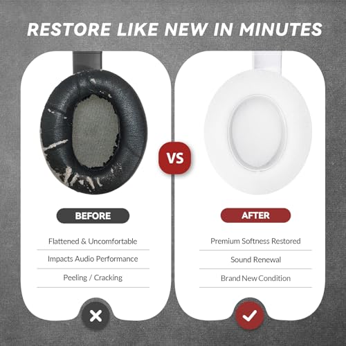 Aurivor Studio 3 Replacement Ear Pads for Beats Studio 3/2 Headphones, Cushions Earpads with Premium Protein Leather, Softer Memory Foam, Stronger Adhesive (White) - color: White