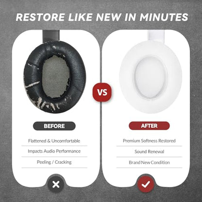 Aurivor Studio 3 Replacement Ear Pads for Beats Studio 3/2 Headphones, Cushions Earpads with Premium Protein Leather, Softer Memory Foam, Stronger Adhesive (White) - color: White