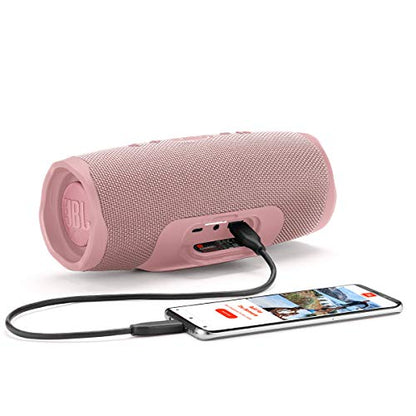 JBL Charge 4 - Portable Bluetooth Speaker - Pink | Wireless Bluetooth Streaming, Up to 20 hours of playtime, IPX7 waterproof, JBL Connect, Durable fabric and rugged material - color: Pink