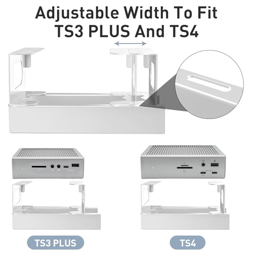 Under Desk Holder for Thunderbolt 4 Dock/Thunderbolt 3 Dock and Power Cable, Under Desk Iron Storage Rack for TS4 / TS3 Plus, No Drill, Easy Install with All Hardware Included, White - color: White