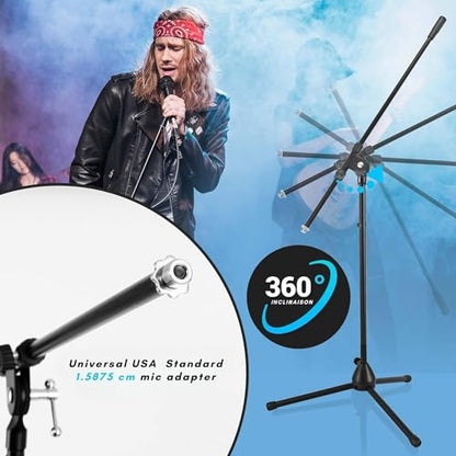 Pyle Heavy Duty Microphone Stand-Height Adjustable from 51.2'' to 78.75'' Inch High w/Extendable Telescoping Boom Arm 29.5'' and Stable Tripod Base-Clutch in T-Bar Adjustment Point PMKS56 - size: 1 Pack