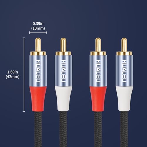 2Pack 2 RCA M/M Stereo Audio Cable,Gold-Plated 2RCA Male to 2RCA Male Aluminum Shell Auxiliary Audio Cord-6Feet - size: 6Feet*2