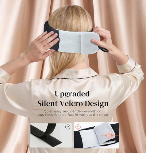 LC-dolida 3D Silk Bluetooth Sleep Mask, Mulberry Silk Sleep Mask with Bluetooth Headphones, Bluetooth Eye Sleep Mask for Side Sleepers, Total Blackout Bluetooth Eye Mask for Women Men, Black - color: Black