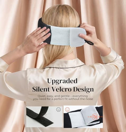 LC-dolida 3D Silk Bluetooth Sleep Mask, Mulberry Silk Sleep Mask with Bluetooth Headphones, Bluetooth Eye Sleep Mask for Side Sleepers, Total Blackout Bluetooth Eye Mask for Women Men, Black - color: Black