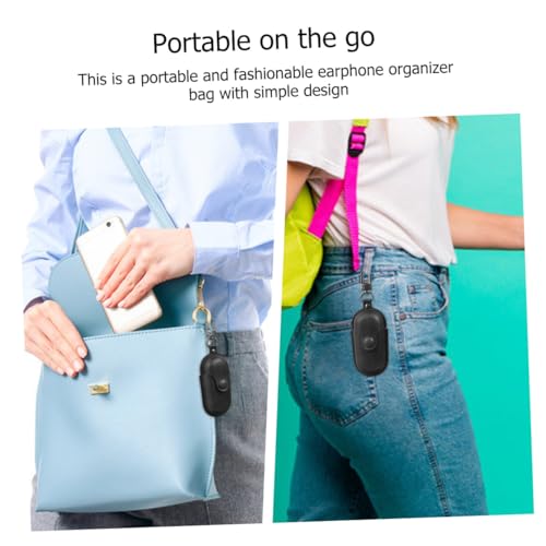 Holibanna Portable Earphone Storage Case for Earbuds 3I, Scratch-Resistant Earphone Holder with Waterproof Cover, Black Protective Bag for Travel and Daily Use