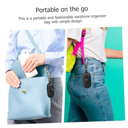 Holibanna Portable Earphone Storage Case for Earbuds 3I, Scratch-Resistant Earphone Holder with Waterproof Cover, Black Protective Bag for Travel and Daily Use