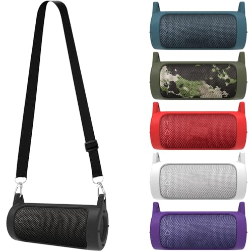 Silicone Carrying Sleeve Cover for JBL Grip Bluetooth-Compatible Speaker Protective Travel Case with Shoulder Strap (Black) - color: black