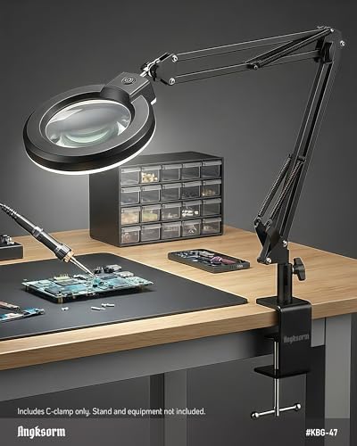 KBG-47 Metal Mic Desk Clamp, 12mm Socket, 5/8-27 and 3/8-16 Threads | Microphone Table Clamp, 12mm Mounting Socket, Dual Thread Connector, Gooseneck and Scissor Arm Desk Base - size: KBG-47 Desk Clamp