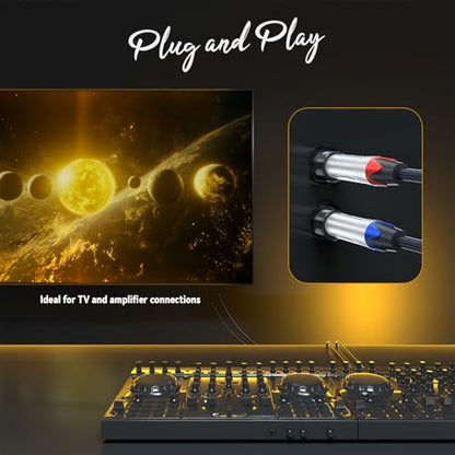 Tisino RCA to 1/4" Cable,Dual RCA to Dual 1/4" TS HiFi Audio Cable, 3.3FT | Dual 1/4" TS to 2 RCA Male Interconnect Cable for Mixer, Amp, Studio, Gold-Plated OFC Shielded Stereo Audio Patch Cords - size: 3 feet