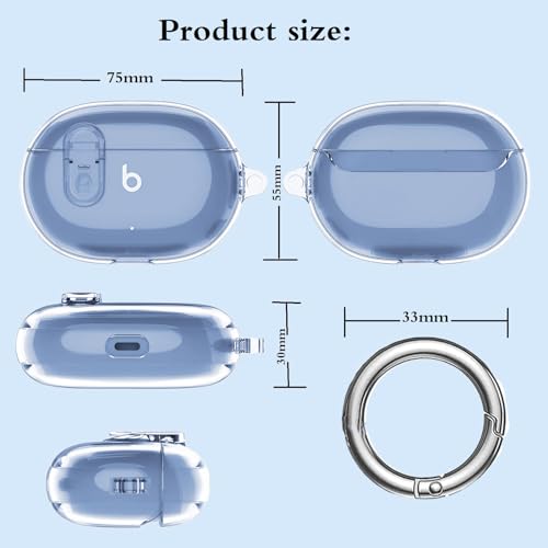 Beats Studio Buds/Buds Plus Case Cover Clear 2021/2023 Men Lock Clip with Clean Kit, GARTOO Protective Case and Cleaning Pen Compatible with Beat Studio Bud + for Women Girls Kids, Clear Blue - color: Clear Blue