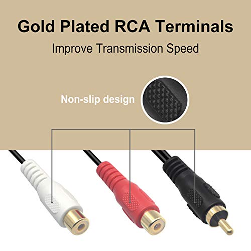 VCE RCA to 1/4" Audio Adapter Bundle with RCA Y Splitter