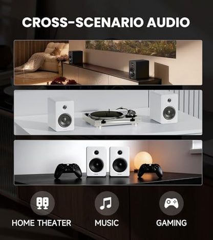 Edifier M90 Computer Speakers, 100W RMS Desktop Speakers, Black | Hi-Res Audio with LDAC, Bluetooth 6.0 Compact Speaker, HDMI eARC/Optical/USB-C/AUX Inputs, SUB Out, Remote Control for TV/PC - color: Black