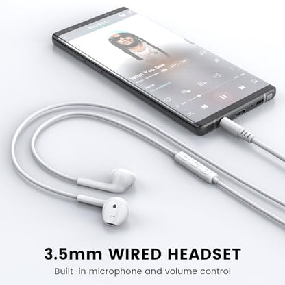 Wired Earbuds with Microphone,Wired Earphones in Ear Headphones HiFi Stereo | 3.5mm Jack in Ear Headphones with Microphone iPhone/Samsung/Android/MP3/MP4/Computer/Laptop,for school,office,gaming,travel - color: White, size: 2 pack