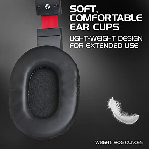 ENHANCE GX-H5 Gaming Headset with Microphone - Universal Gaming Headset for PS4, PS5, Xbox, PC, Switch with Adjustable Headband, Volume Controller, USB Sound-Isolating Earcups, Splitter Cable (Red) - color: Red