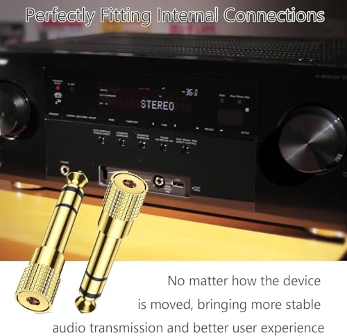 HAZEX Headphone Jack Adapter, 3.5mm to 6.35mm Audio Jack, 3.5 to 6.35 Adapter Gold Plated for Keyboard Digital Piano Amplifier Earphone 2 Pack
