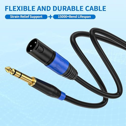 2Pack XLR to 1/4 Inch (6.35mm) TRS Mono Jack Microphone Cable, 25FT, Balanced 3 Pin XLR Male to Quarter inch TRS Plug Mic Cord for Dynamic Microphone - size: 25 FT, 2Pack, style: XLR Male to 6.35mm