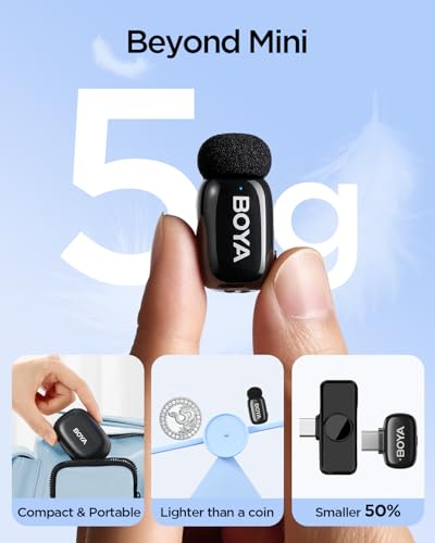 BOYA Mini Wireless Lavalier Microphone for iPhone16/15 Android,USB-C Ultra Mini Mic with Noise Reduction, AI Voice Change, Lapel Mics for Video Recording, Vlogging, TikTok, YouTube(2TX+RXU) - style: USB-C(2TX+RXU)