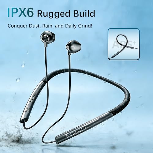 Neckband Bluetooth Earbuds with Mic Hybrid Active Noise Cancelling, 36H Playtime, IPX6 Waterproof, Comfortable Magnetic Sport Headphones for Running, Work, Travel Black