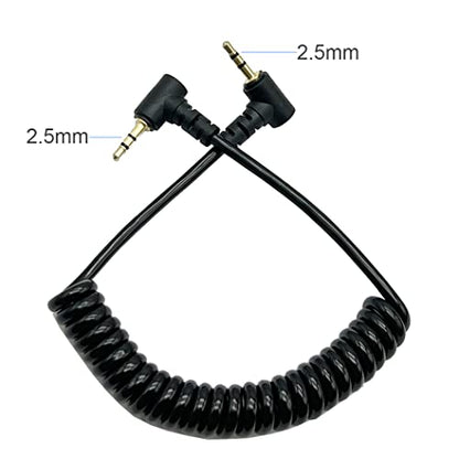 Seadream Coiled 2.5mm Audio Cable;2Pack Coiled Spring 2.5mm Double Angled Male to Male Stereo Headset Headphone Jack Gold Plated Connector Wire Cord Plug Cable