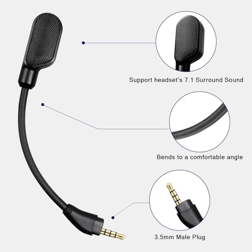 Upgraded Mic Replacement fits for HyperX Cloud III Wired/Wireless Gaming Headphone, Detachable Noise Cancellation Backup Microphone for Crystal Gaming Voice Chat