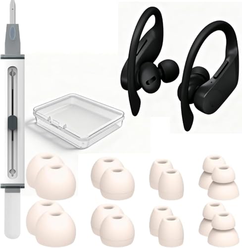 8 Pairs Ear Tips for Beats Powerbeats Pro,Replacement Ear tip for Beats Powerbeats Pro/Beats Flex/Beats X Non-Slip Soft Silicone Fit in Case Beats Earbuds Wireless Earphone Headphones (Ivory White)