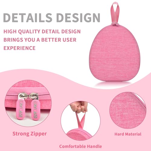 GWCASE Headphone Travel Case with Secure Strap and Accessory Pocket, Pink | Hard Shell Protection, Fits Most Foldable Over-Ear Headphones, 7.87 x 6.8 x 0.9 in Interior, for Daily Carry, Case Only - color: Pink