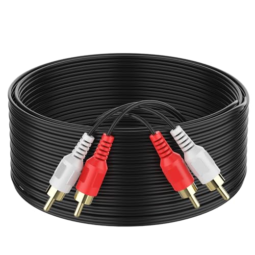 RCA Cable 100ft,2RCA M/M Stereo Audio Cable [24K Gold Plated | Copper Core] 2RCA Male to 2RCA Male.for Home Theater, HDTV, Amplifiers, Hi-Fi Systems,Speakers - size: 100ft