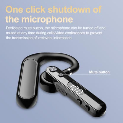 Single Bluetooth Phone Earpiece 48Hrs Earbud One Ear Piece Open Ear Bud Air Bone Conduction Earless Out of Ear Headphones Bluetooth Wireless Headset with Mute Microphone Earhook for Work