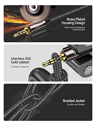 VIOY Headphone Extension Cable 20 FT, 3.5mm Male to Female Braided Aux Cord | Long extension cord, Hi-Fi lossless audio,Aluminum shell; extends 3.5mm TRS jack for headphone, phone, speaker and car stereo - size: 20FT