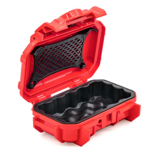 Seahorse 52 Portable Waterproof Dry Box Hard Protective Micro Case - Mil Spec/USA Made / IP67 Waterproof/Lockable - for Earbuds, PLB, IEM, Small Medical Devices, Stash Box (Clear) - color: Red