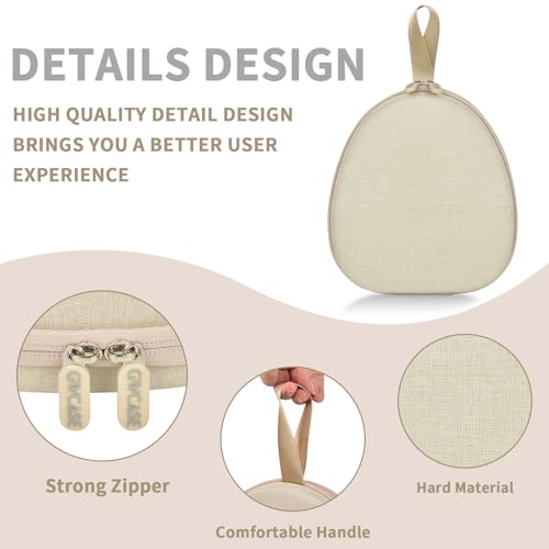 GWCASE Hard Shell Headphone Case with Secure Strap and Cable Pocket, Beige | 7.87 x 6.8 x 0.9" Interior, Shock-Resistant EVA for Commuters, Students and Travelers, Fits Most Foldable Over-Ear Headphone - color: Beige