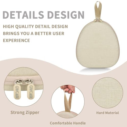 GWCASE Hard Shell Headphone Case with Secure Strap and Cable Pocket, Beige | 7.87 x 6.8 x 0.9" Interior, Shock-Resistant EVA for Commuters, Students and Travelers, Fits Most Foldable Over-Ear Headphone - color: Beige