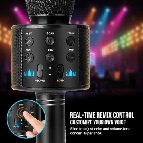 Wireless Bluetooth Karaoke Microphone Portable Handheld Mic Speaker 3-in-1 for All Gifts Smartphones
