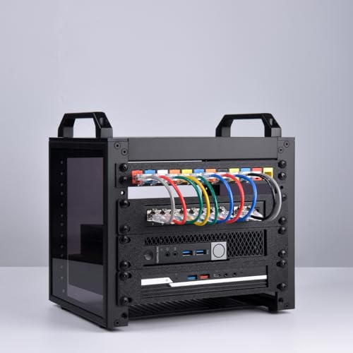 GeeekPi 4U Server Rack, 10 inch Mini Network Rack for Network, Servers, Audio, and Video Equipment, DeskPi RackMate T0 Rackmount, 7.87 inch Depth - color: Black