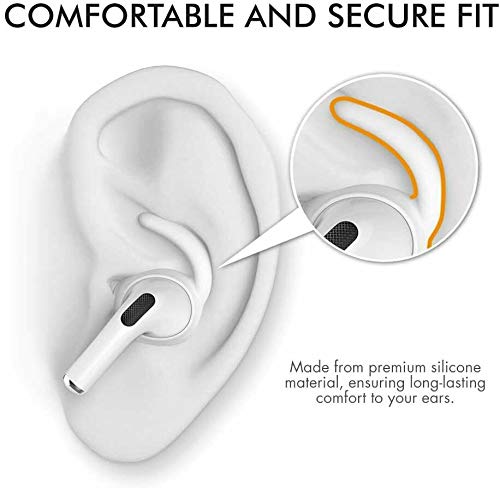 Ear Hooks Anti-Slip Ear Covers Attachment for Airpods Pro 2, 2nd Generation (2022) - 3 Pairs (White)