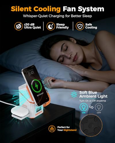 3-in-1 15W Magnetic Wireless Charger with Fan & Clock for iPhone18Pro